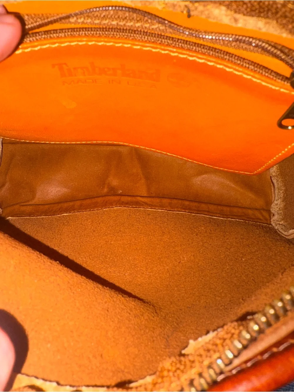 Vintage 90s Timberland Made in USA Leather Crossbody Bag Brown Tan Saddle Purse